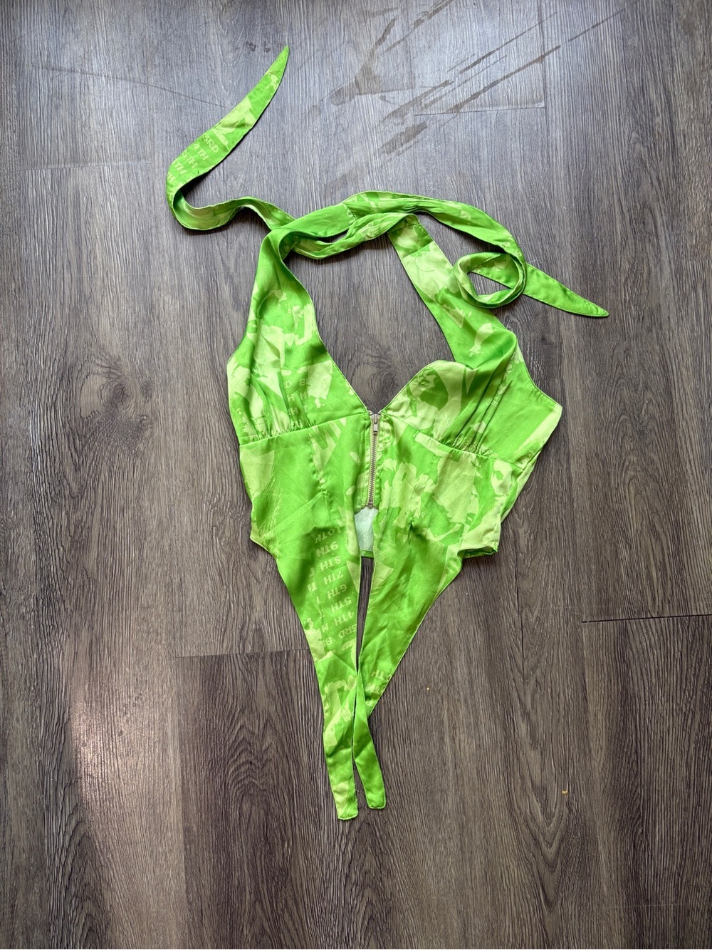 Neon Green Halter Bodysuit